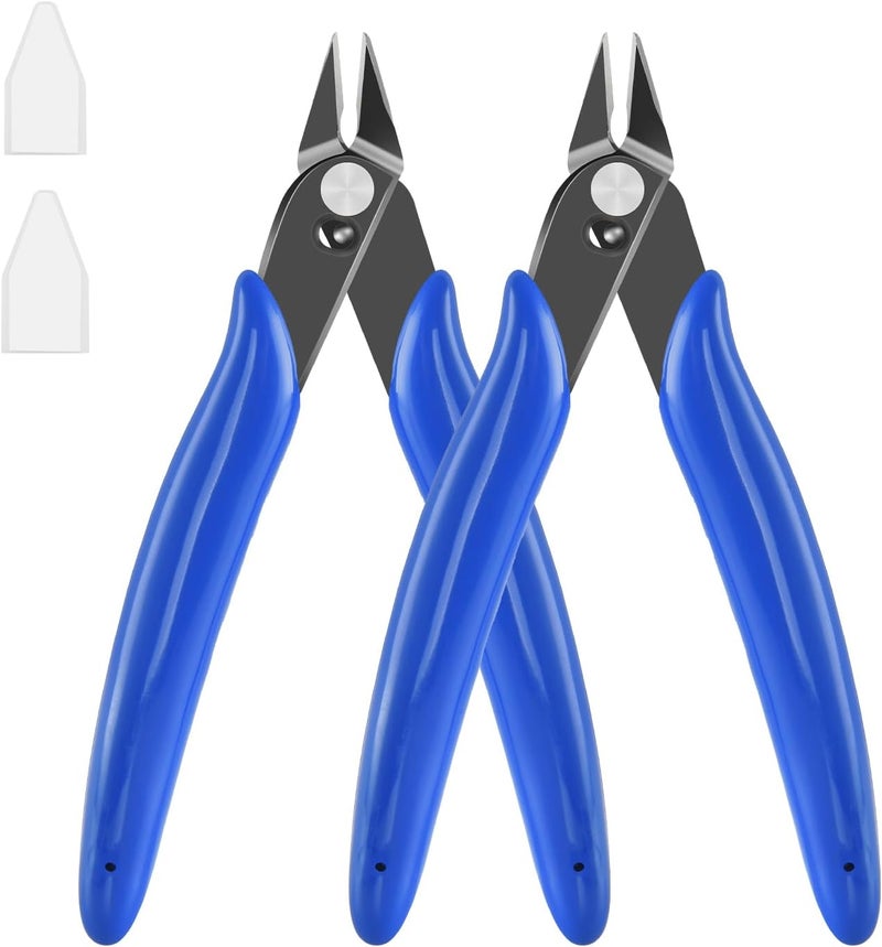LBOKLING 5 Inch Micro Flush Cutter, 2 Pack Small Wire Cutters Spring Loaded Cutting Pliers, Wire Cutters for Jewelry Making, Soft Copper Wire, Floral, Electronics, Model Craft, Heating Wire, 3D Print - Image 1